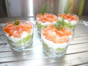verrines de saumon et concombre
