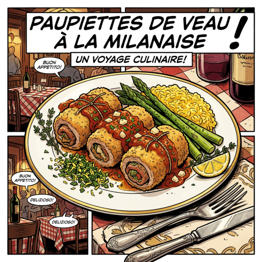 Paupiettes de veau à la milanaise plated elegantly