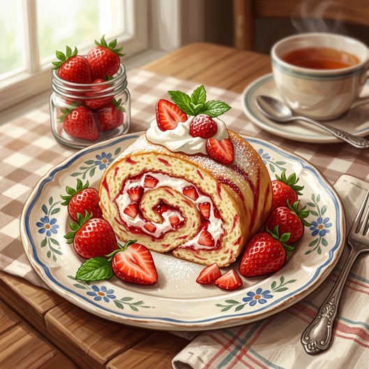 Le rouler aux fraises, également connu sous le nom de "gâteau roulé" ou "roulade", est un dessert populaire dans plusieurs cultures. 