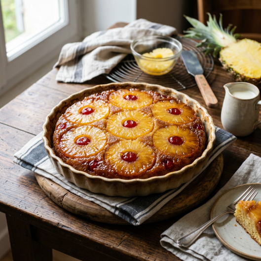 La tarte à l'ananas est un dessert qui trouve ses origines dans les cuisines tropicales, où l'ananas est couramment cultivé.