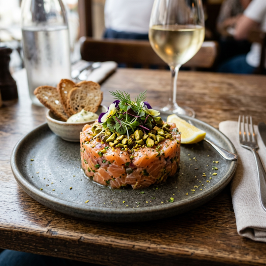 Le tartare de saumon est une variante du tartare traditionnel, qui était historiquement préparé avec du bœuf cru. 