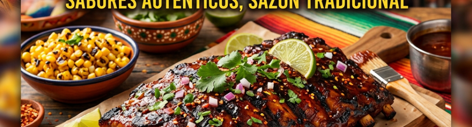 Mexican pork ribs banner with title text