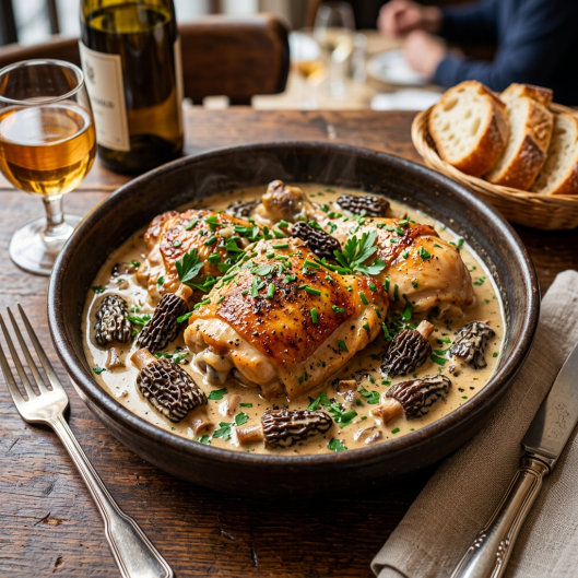 Poulet à la crème de morilles
