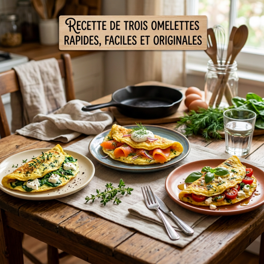 Recette de Trois Omelettes Rapides, Faciles et Originales